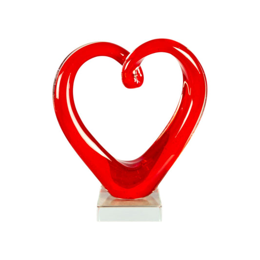 Dale Tiffany Ruby Heart Handcrafted Art Glass Sculpture | Open Heart Silhouette, Rich Ruby Red | Living Room & Bedroom Decor Accent | 3.25in | Model AS26041
