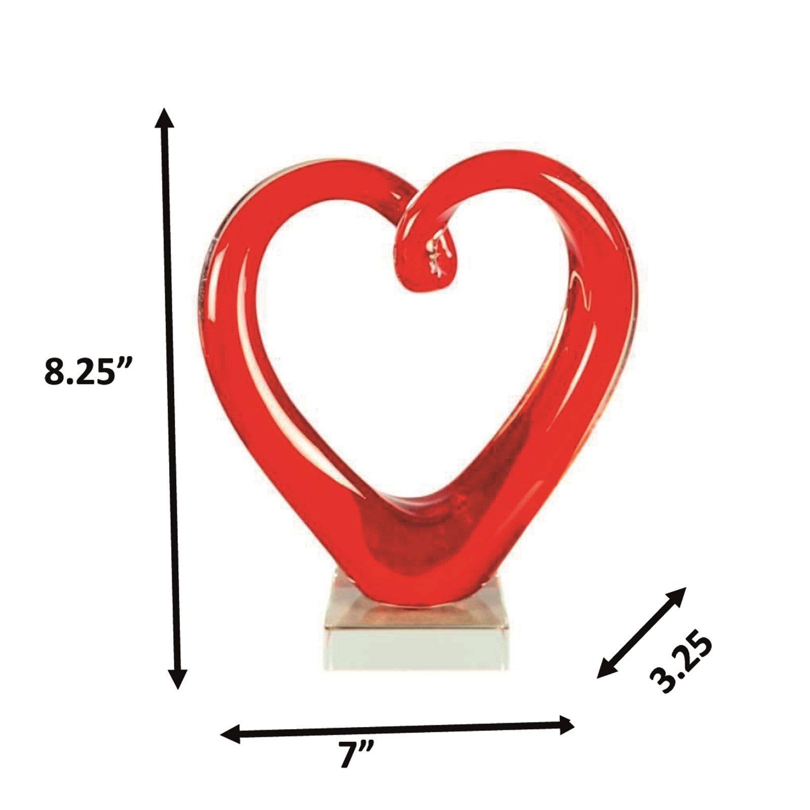 Dale Tiffany Ruby Heart Handcrafted Art Glass Sculpture | Open Heart Silhouette, Rich Ruby Red | Living Room & Bedroom Decor Accent | 3.25in | Model AS26041