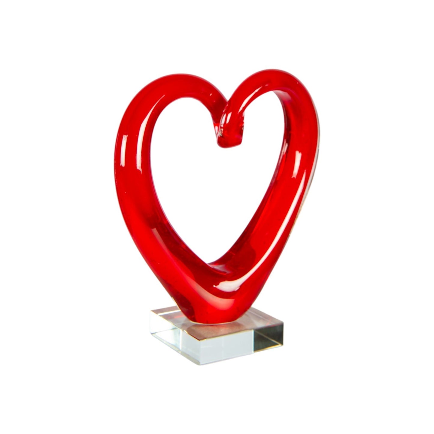Dale Tiffany Ruby Heart Handcrafted Art Glass Sculpture | Open Heart Silhouette, Rich Ruby Red | Living Room & Bedroom Decor Accent | 3.25in | Model AS26041