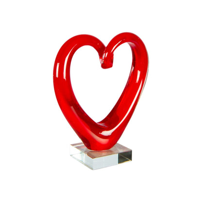 Dale Tiffany Ruby Heart Handcrafted Art Glass Sculpture | Open Heart Silhouette, Rich Ruby Red | Living Room & Bedroom Decor Accent | 3.25in | Model AS26041