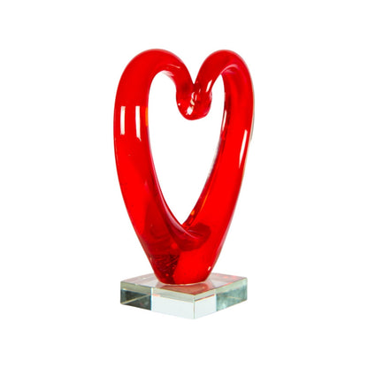 Dale Tiffany Ruby Heart Handcrafted Art Glass Sculpture | Open Heart Silhouette, Rich Ruby Red | Living Room & Bedroom Decor Accent | 3.25in | Model AS26041