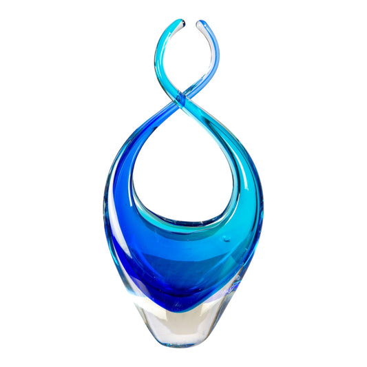 Dale Tiffany Azure Embrace Handcrafted Art Glass Sculpture | Open Curved Silhouette, Brilliant Azure Blue | Living Room & Coastal Decor | Model AS26043
