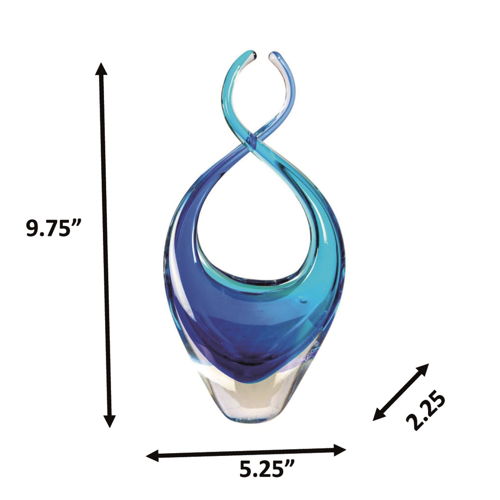 Dale Tiffany Azure Embrace Handcrafted Art Glass Sculpture | Open Curved Silhouette, Brilliant Azure Blue | Living Room & Coastal Decor | Model AS26043