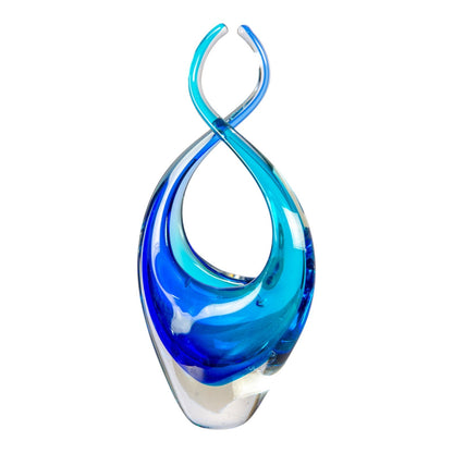 Dale Tiffany Azure Embrace Handcrafted Art Glass Sculpture | Open Curved Silhouette, Brilliant Azure Blue | Living Room & Coastal Decor | Model AS26043