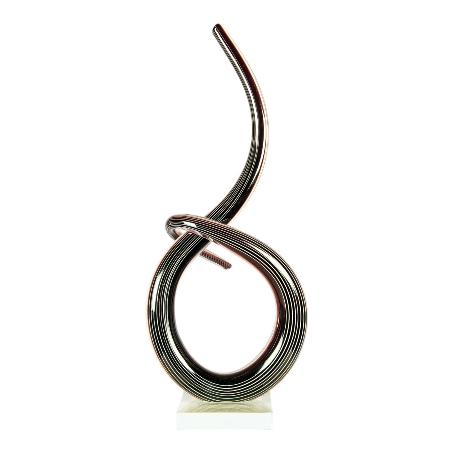 Dale Tiffany Midnight Spiral Handcrafted Art Glass Sculpture | Abstract Ribbon Form, Charcoal Black | Living Room & Contemporary Decor | Model AS26056
