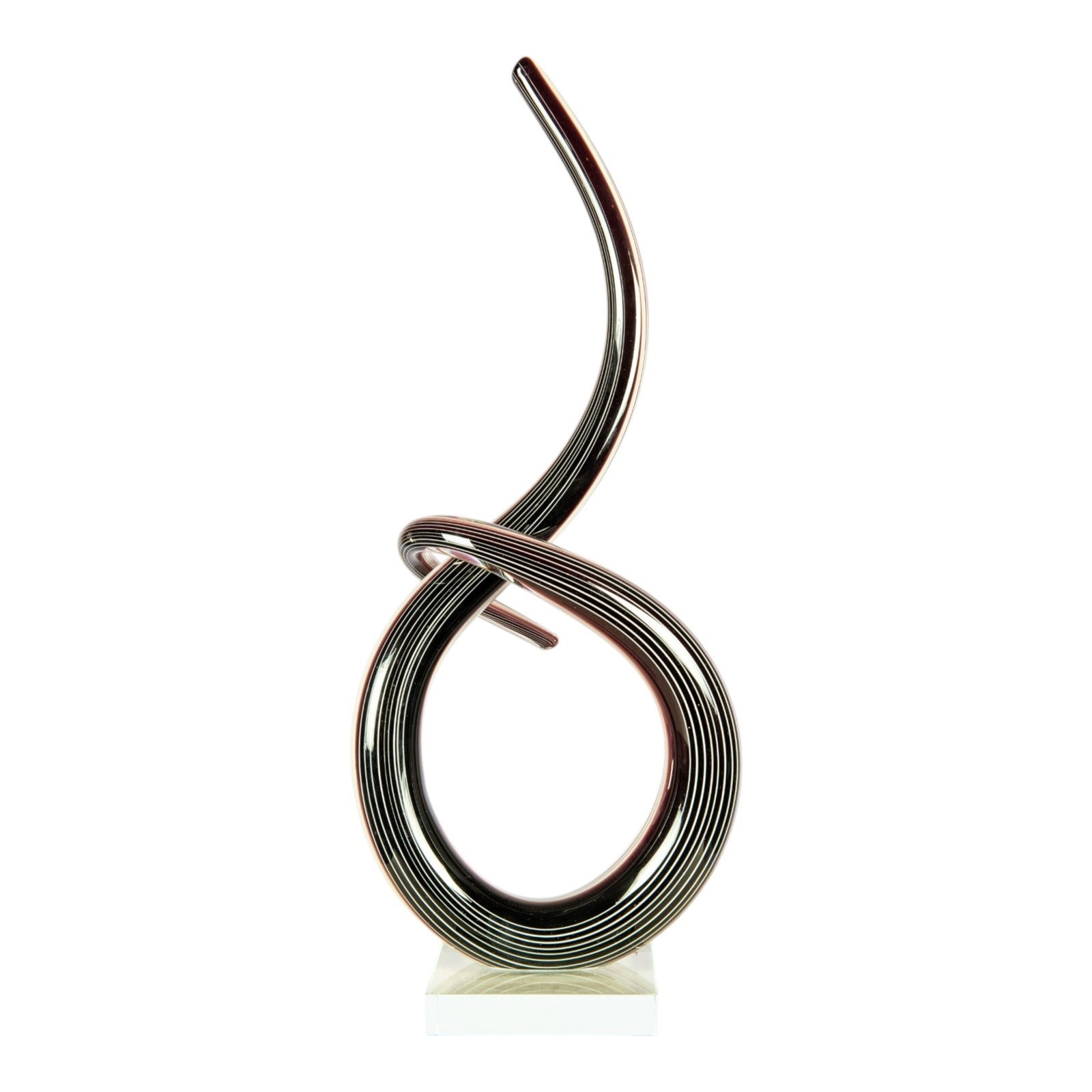 Dale Tiffany Midnight Spiral Handcrafted Art Glass Sculpture | Abstract Ribbon Form, Charcoal Black | Living Room & Contemporary Decor | Model AS26056