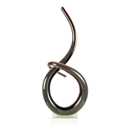 Dale Tiffany Midnight Spiral Handcrafted Art Glass Sculpture | Abstract Ribbon Form, Charcoal Black | Living Room & Contemporary Decor | Model AS26056