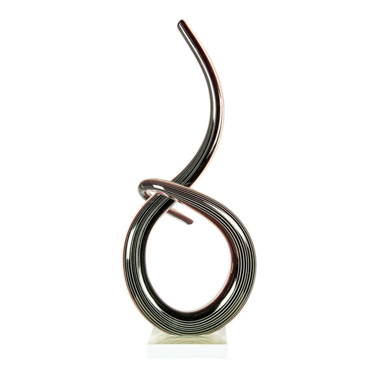 Dale Tiffany Midnight Spiral Handcrafted Art Glass Sculpture | Abstract Ribbon Form, Charcoal Black | Living Room & Contemporary Decor | Model AS26056