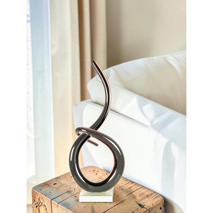Dale Tiffany Midnight Spiral Handcrafted Art Glass Sculpture | Abstract Ribbon Form, Charcoal Black | Living Room & Contemporary Decor | Model AS26056