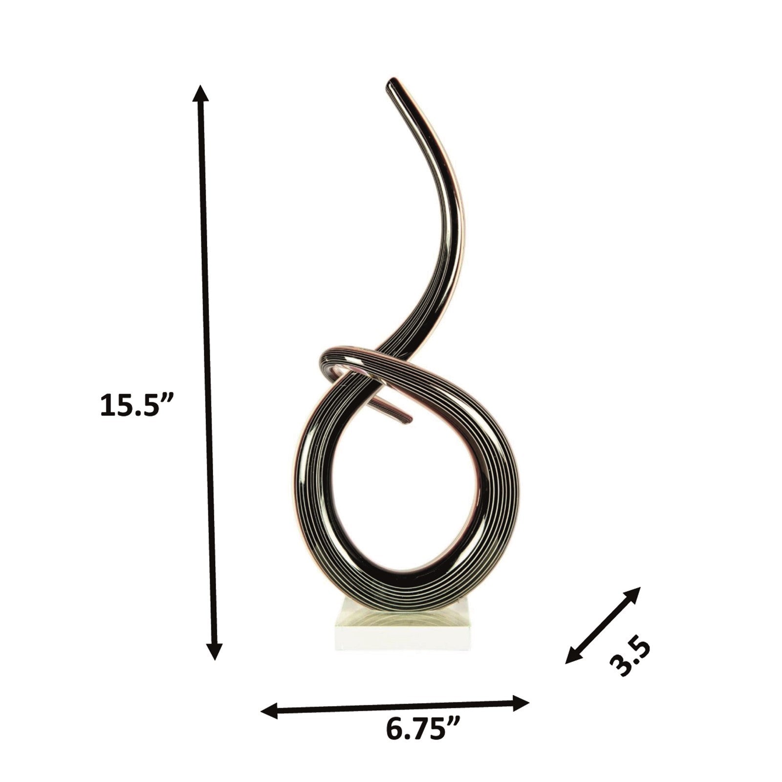 Dale Tiffany Midnight Spiral Handcrafted Art Glass Sculpture | Abstract Ribbon Form, Charcoal Black | Living Room & Contemporary Decor | Model AS26056