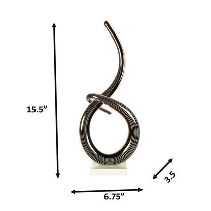 Dale Tiffany Midnight Spiral Handcrafted Art Glass Sculpture | Abstract Ribbon Form, Charcoal Black | Living Room & Contemporary Decor | Model AS26056