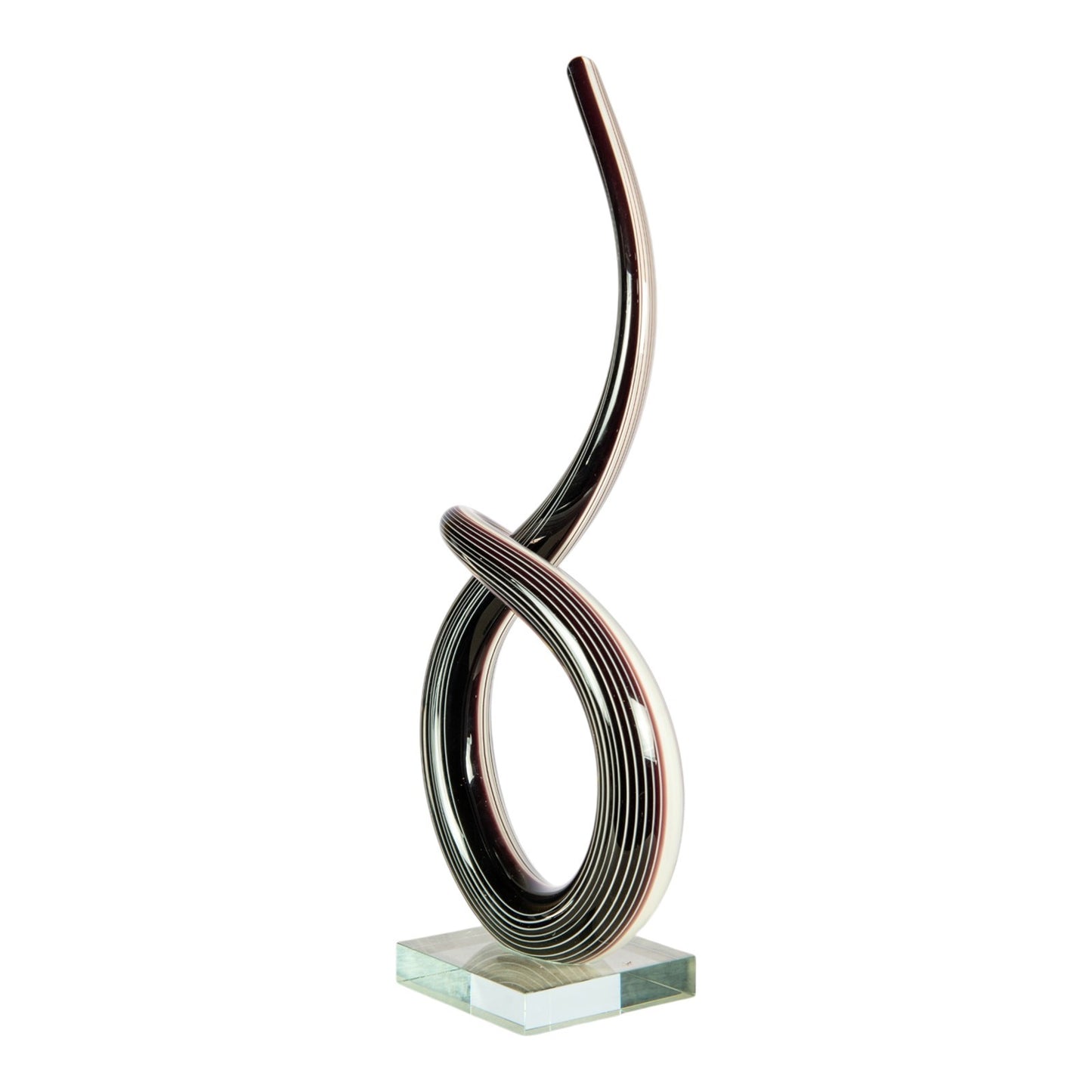Dale Tiffany Midnight Spiral Handcrafted Art Glass Sculpture | Abstract Ribbon Form, Charcoal Black | Living Room & Contemporary Decor | Model AS26056