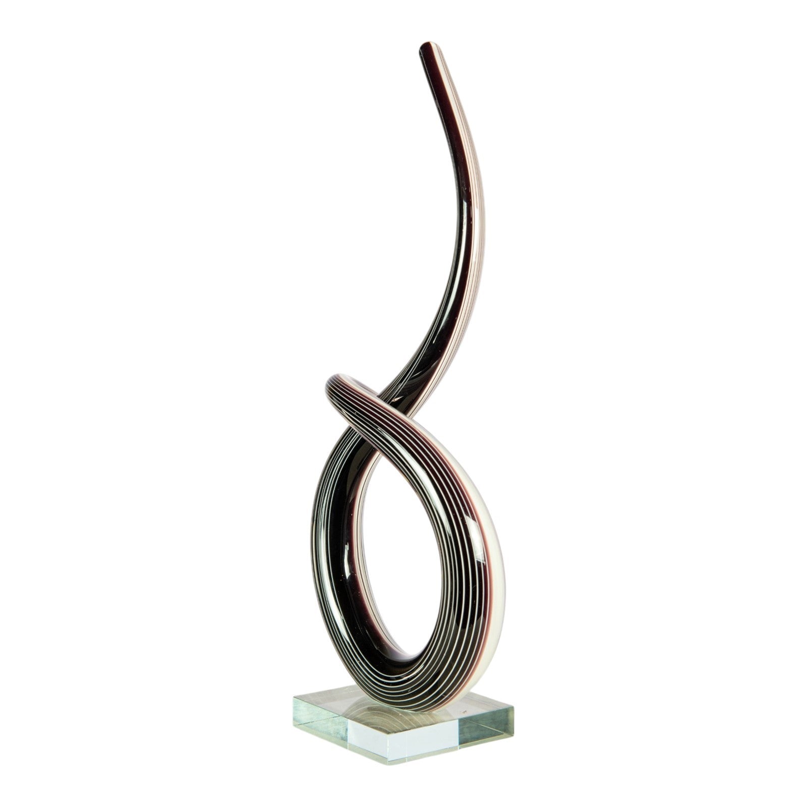 Dale Tiffany Midnight Spiral Handcrafted Art Glass Sculpture | Abstract Ribbon Form, Charcoal Black | Living Room & Contemporary Decor | Model AS26056