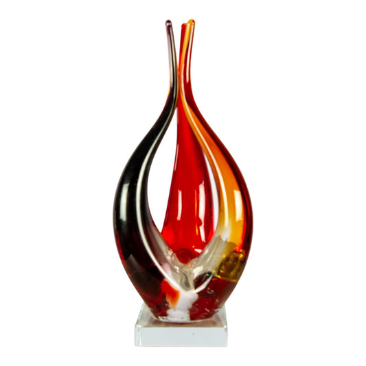 Dale Tiffany Phoenix Flame Handcrafted Art Glass Sculpture | Amber and Black Flame Design | Mantel & Shelf Display | 5.5 x 5.5 x 11.75 in | Model AS26057