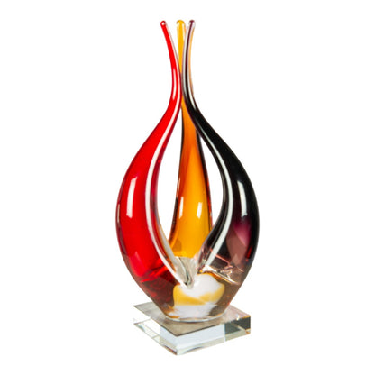 Dale Tiffany Phoenix Flame Handcrafted Art Glass Sculpture | Amber and Black Flame Design | Mantel & Shelf Display | 5.5 x 5.5 x 11.75 in | Model AS26057
