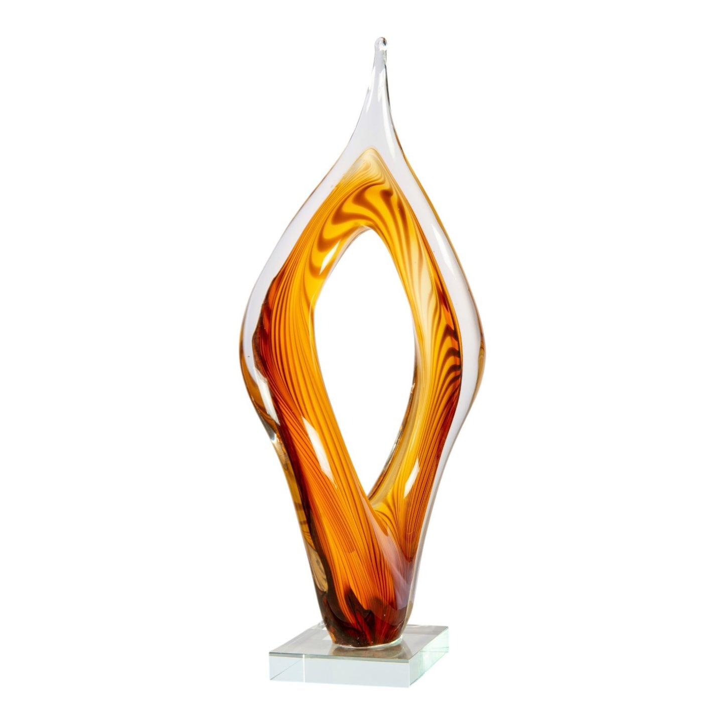 Dale Tiffany Golden Flame Handcrafted Art Glass Sculpture | Golden Amber Art Glass | Mantel & Console Display | 4 x 7 x 17 in | Model AS26058