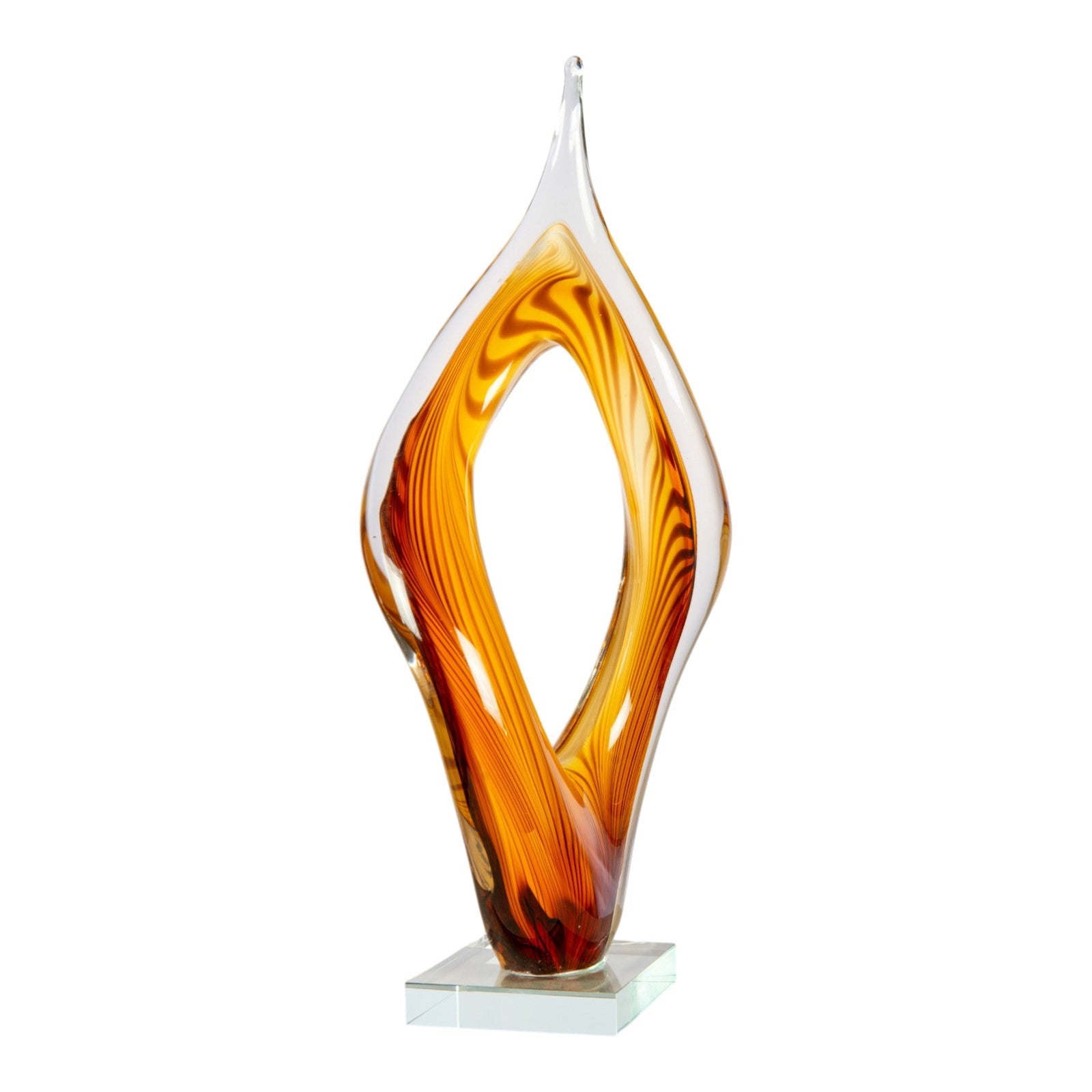 Dale Tiffany Golden Flame Handcrafted Art Glass Sculpture | Golden Amber Art Glass | Mantel & Console Display | 4 x 7 x 17 in | Model AS26058