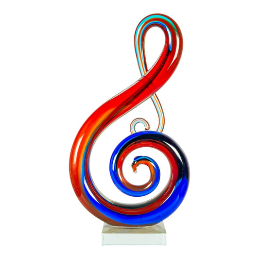 Dale Tiffany Virtuoso Handcrafted Art Glass Sculpture | Multi-Color Scroll Design | Mantel & Shelf Display | 3.5 x 7 x 13.75 in | Model AS26060