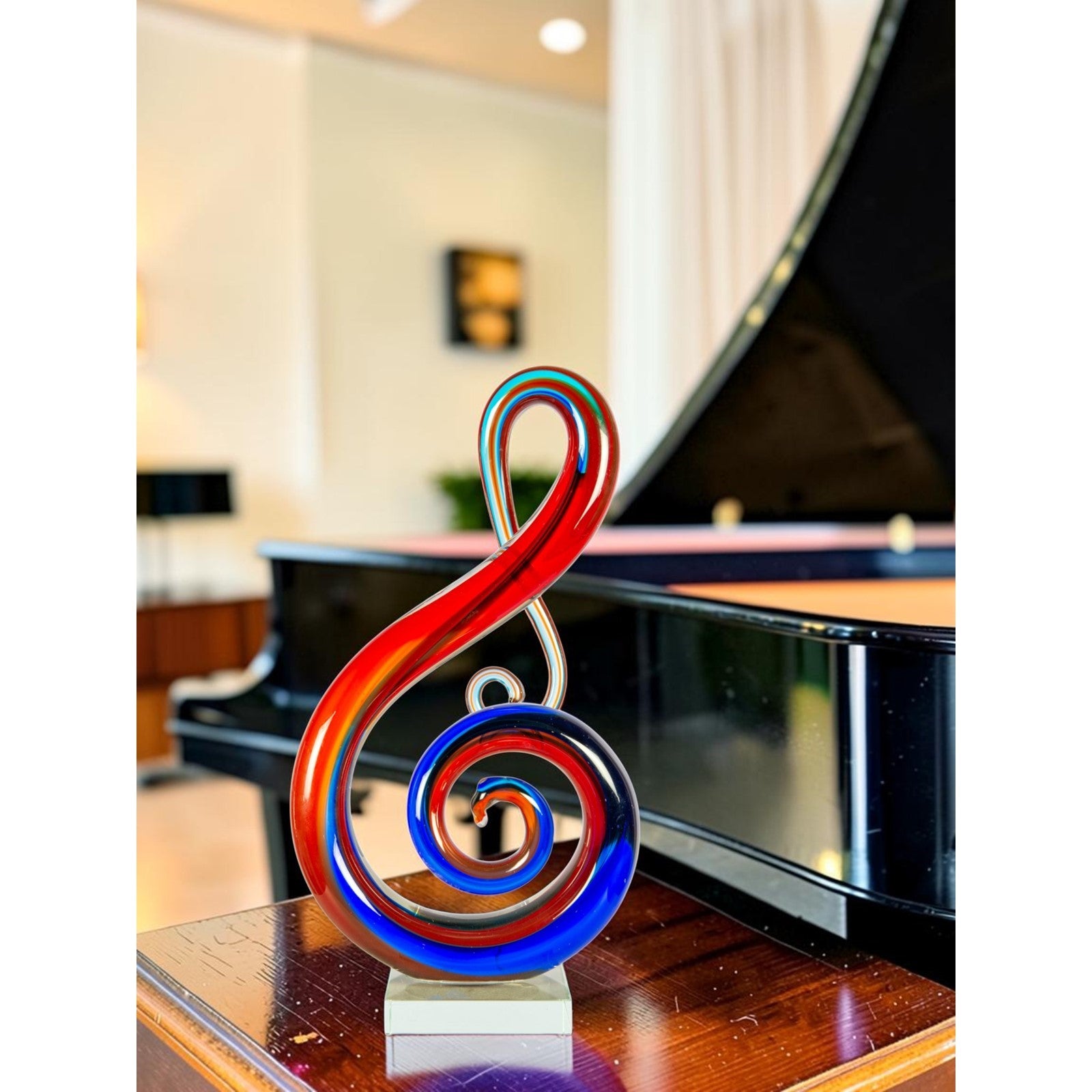 Dale Tiffany Virtuoso Handcrafted Art Glass Sculpture | Multi-Color Scroll Design | Mantel & Shelf Display | 3.5 x 7 x 13.75 in | Model AS26060