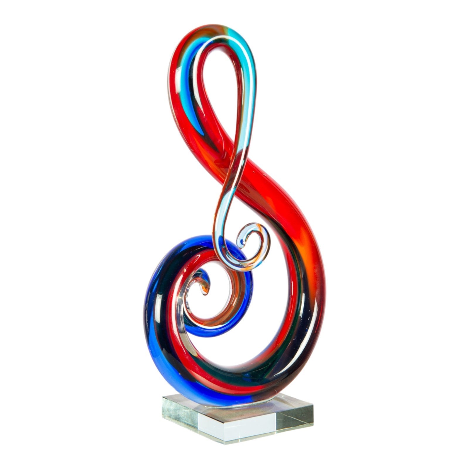 Dale Tiffany Virtuoso Handcrafted Art Glass Sculpture | Multi-Color Scroll Design | Mantel & Shelf Display | 3.5 x 7 x 13.75 in | Model AS26060