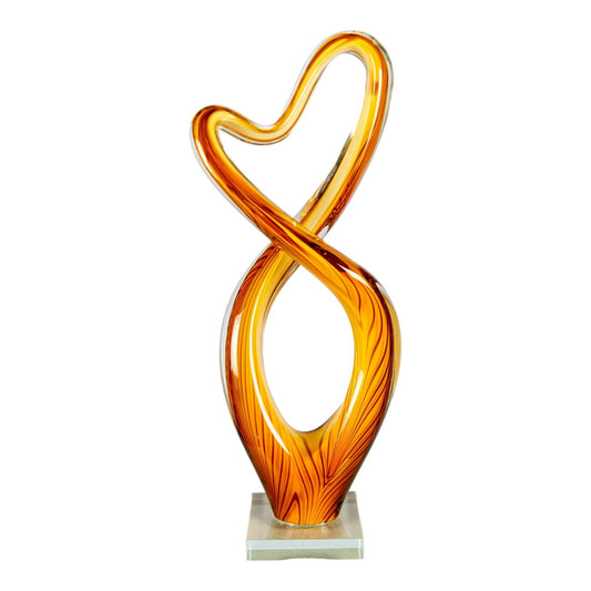 Dale Tiffany Golden Infinity Handcrafted Art Glass Sculpture | Golden Amber Art Glass | Mantel & Console Display | 3.25 x 7 x 17 in | Model AS26061