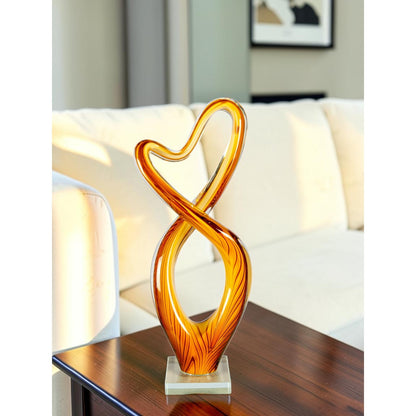 Dale Tiffany Golden Infinity Handcrafted Art Glass Sculpture | Golden Amber Art Glass | Mantel & Console Display | 3.25 x 7 x 17 in | Model AS26061