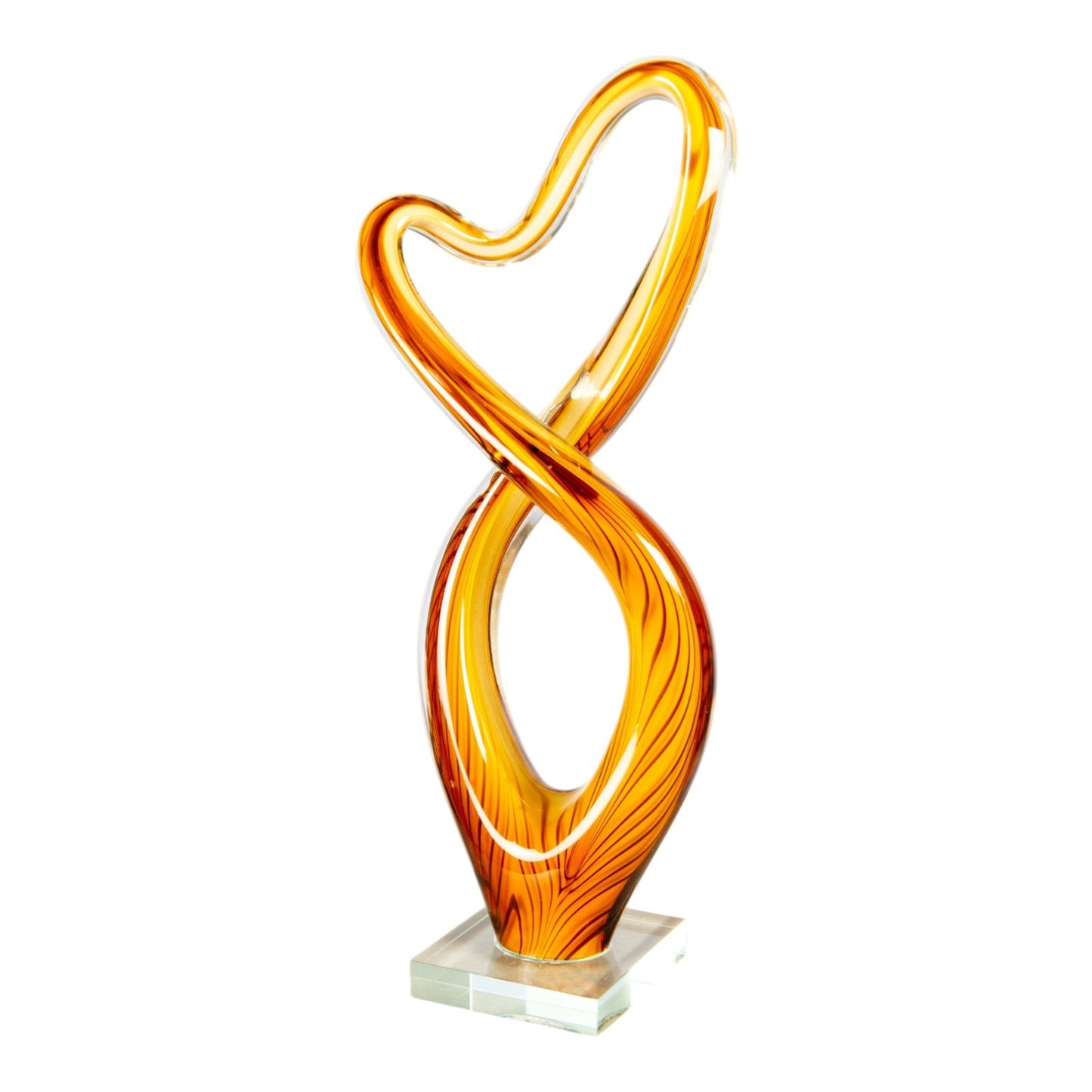 Dale Tiffany Golden Infinity Handcrafted Art Glass Sculpture | Golden Amber Art Glass | Mantel & Console Display | 3.25 x 7 x 17 in | Model AS26061