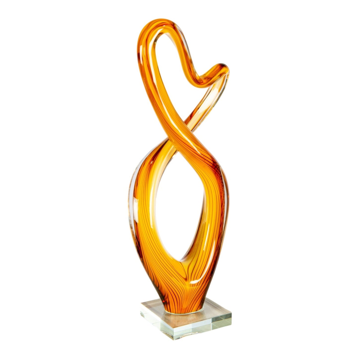Dale Tiffany Golden Infinity Handcrafted Art Glass Sculpture | Golden Amber Art Glass | Mantel & Console Display | 3.25 x 7 x 17 in | Model AS26061