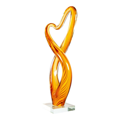 Dale Tiffany Golden Infinity Handcrafted Art Glass Sculpture | Golden Amber Art Glass | Mantel & Console Display | 3.25 x 7 x 17 in | Model AS26061