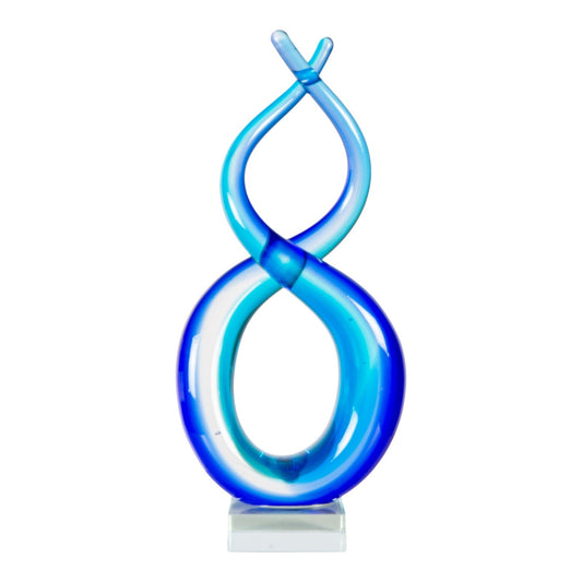 Dale Tiffany Endless Ocean Handcrafted Art Glass Sculpture | Cobalt Blue Infinity Design | Mantel & Console Display | 3.25 x 4.25 x 9.5 in | Model AS26064