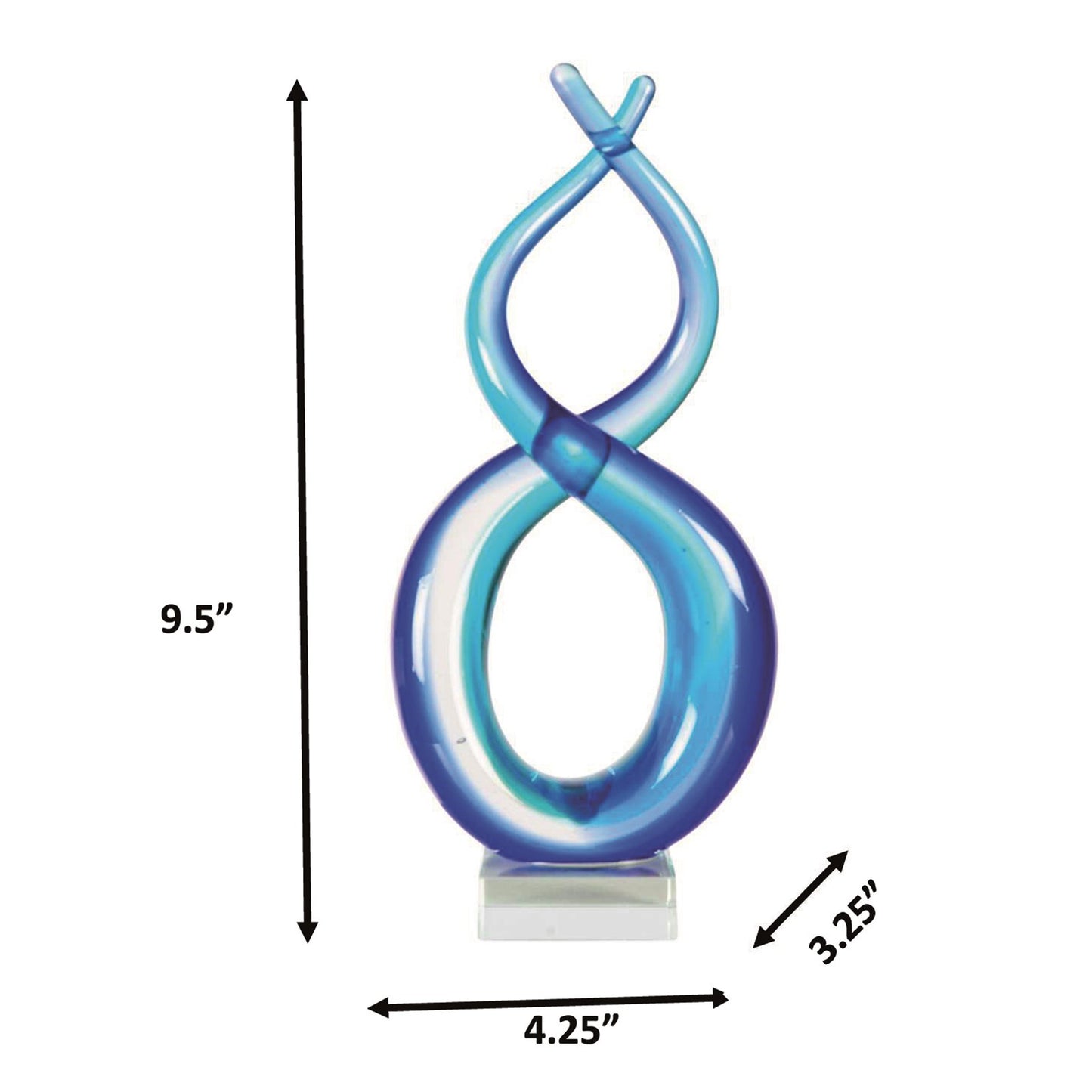 Dale Tiffany Endless Ocean Handcrafted Art Glass Sculpture | Cobalt Blue Infinity Design | Mantel & Console Display | 3.25 x 4.25 x 9.5 in | Model AS26064