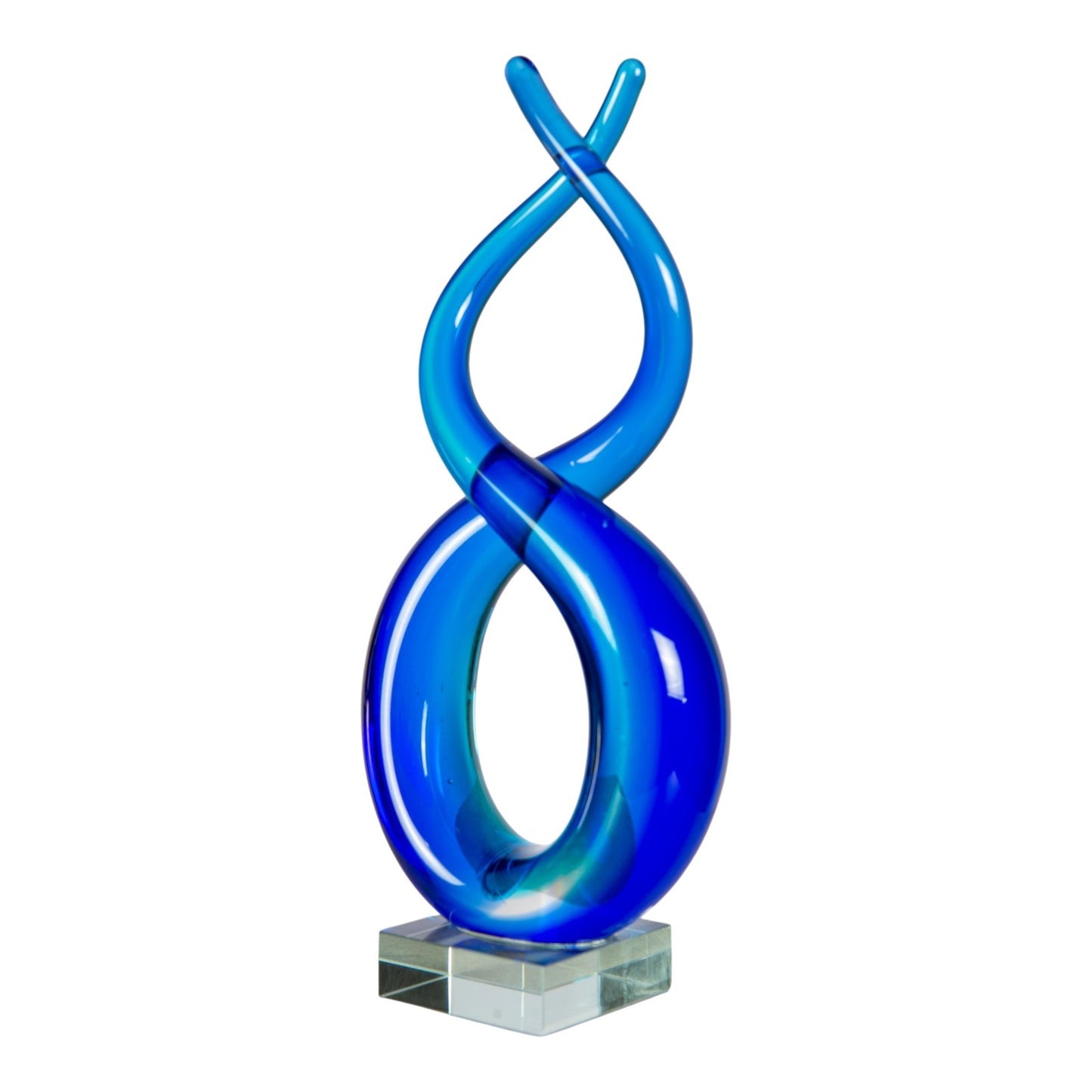 Dale Tiffany Endless Ocean Handcrafted Art Glass Sculpture | Cobalt Blue Infinity Design | Mantel & Console Display | 3.25 x 4.25 x 9.5 in | Model AS26064