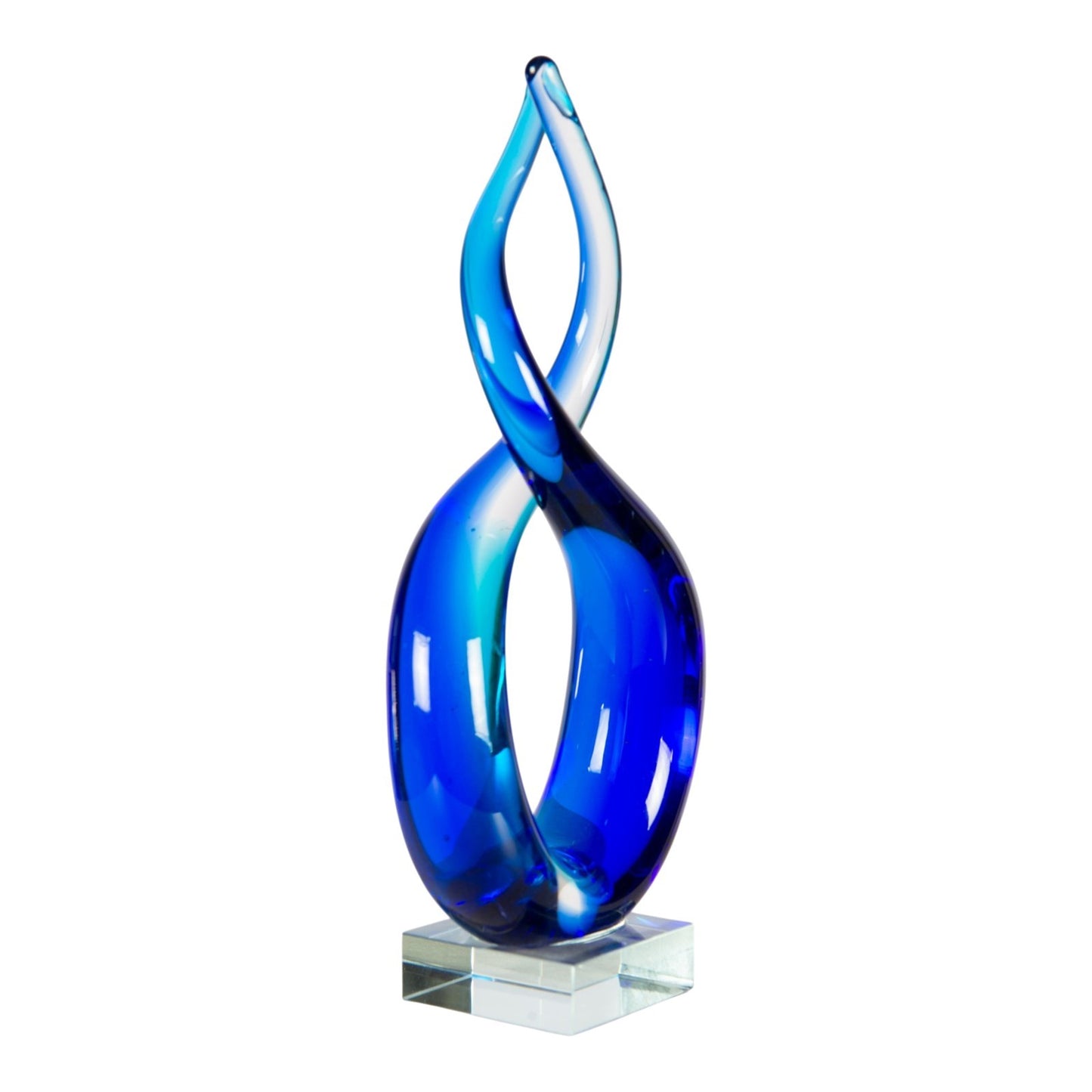 Dale Tiffany Endless Ocean Handcrafted Art Glass Sculpture | Cobalt Blue Infinity Design | Mantel & Console Display | 3.25 x 4.25 x 9.5 in | Model AS26064