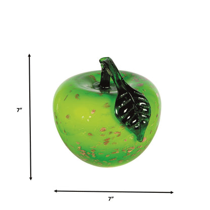 Dale Tiffany Emerald Orchard Apple Handcrafted Art Glass Sculpture | Emerald Green with Gold Leaf | Kitchen & Office Desk Accent | 7 x7in | Model AS26069