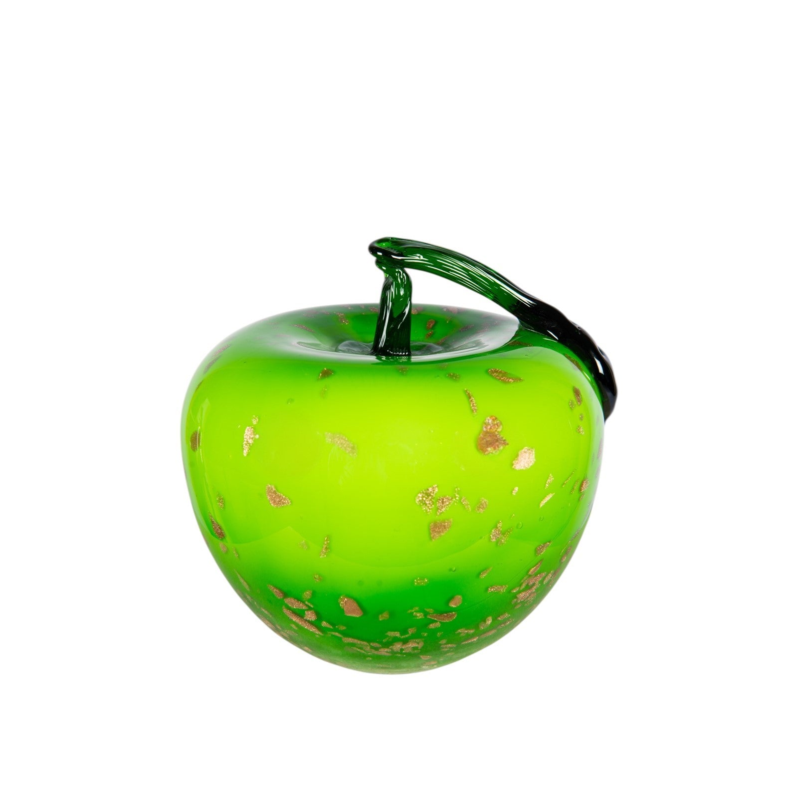 Dale Tiffany Emerald Orchard Apple Handcrafted Art Glass Sculpture | Emerald Green with Gold Leaf | Kitchen & Office Desk Accent | 7 x7in | Model AS26069