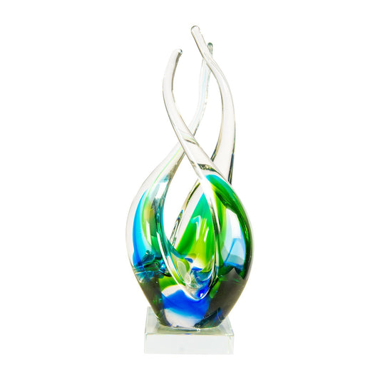 Dale Tiffany Coastal Harmony Handcrafted Art Glass Sculpture | Ocean Blue-Green Coastal Tones | Console & Shelf Statement Piece | 4.75in | Model AS26072