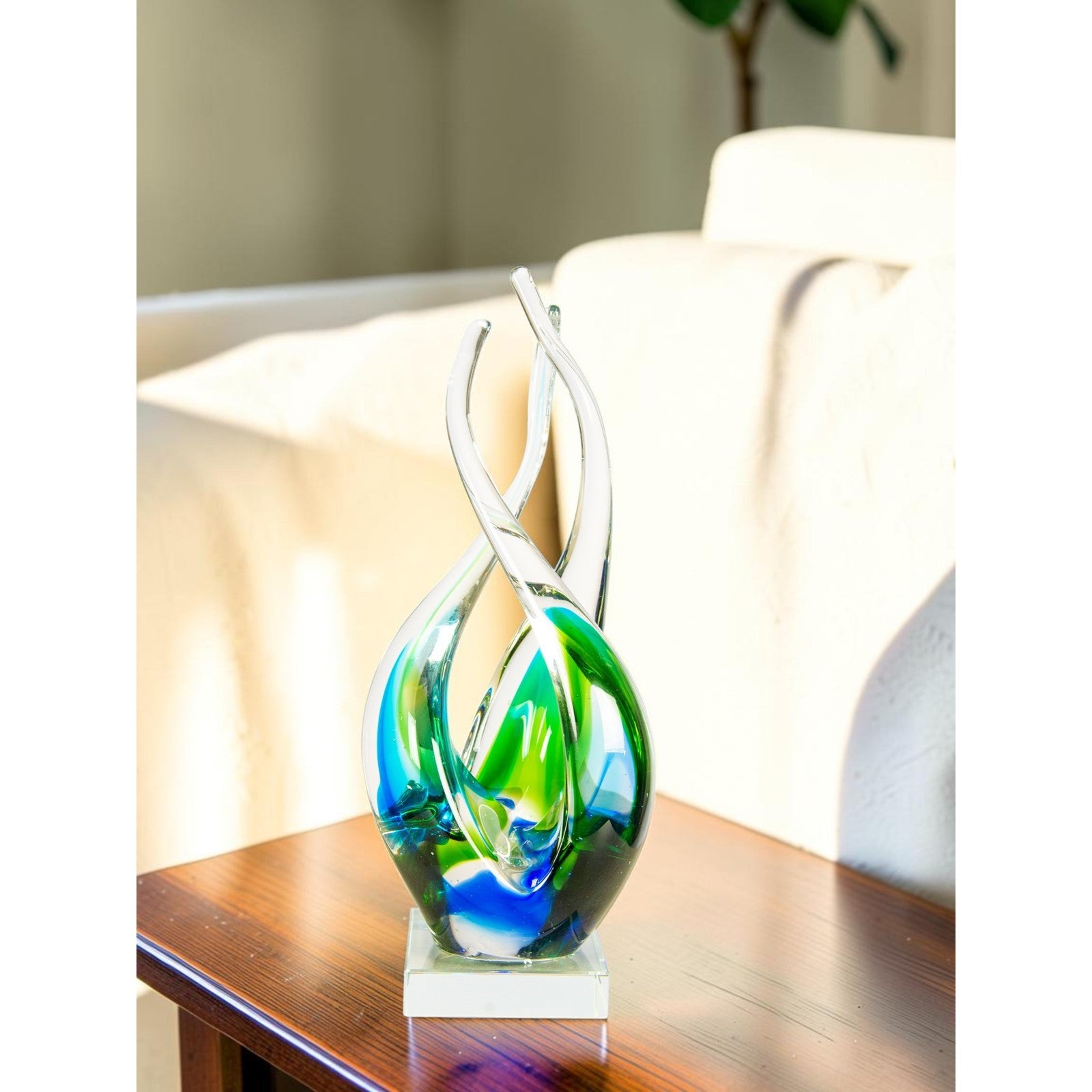 Dale Tiffany Coastal Harmony Handcrafted Art Glass Sculpture | Ocean Blue-Green Coastal Tones | Console & Shelf Statement Piece | 4.75in | Model AS26072