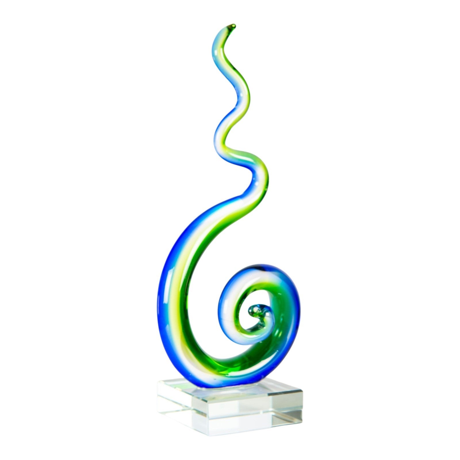 Dale Tiffany Coastal Whirl Handcrafted Art Glass Sculpture | Vibrant Blue and Green Spiral | Shelf & Side Table Accent | 2.5 x 3.5 x 8.5 in | Model AS26073