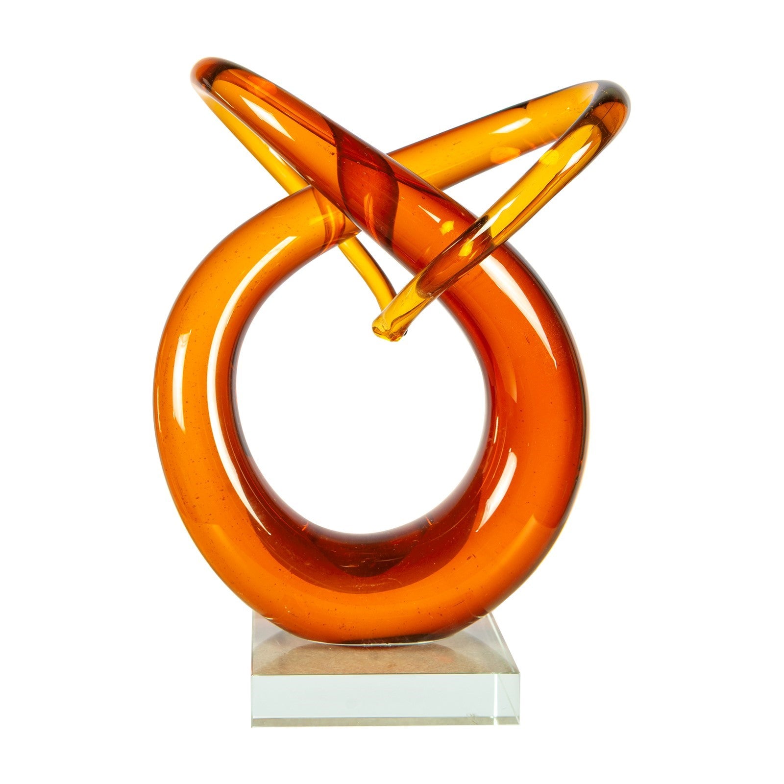 Dale Tiffany Amber Orbit Handcrafted Art Glass Sculpture | Contemporary Amber Tones | Bookshelf & Mantel Display | 4.75 x 6.5 x 9.5 in | Model AS26074