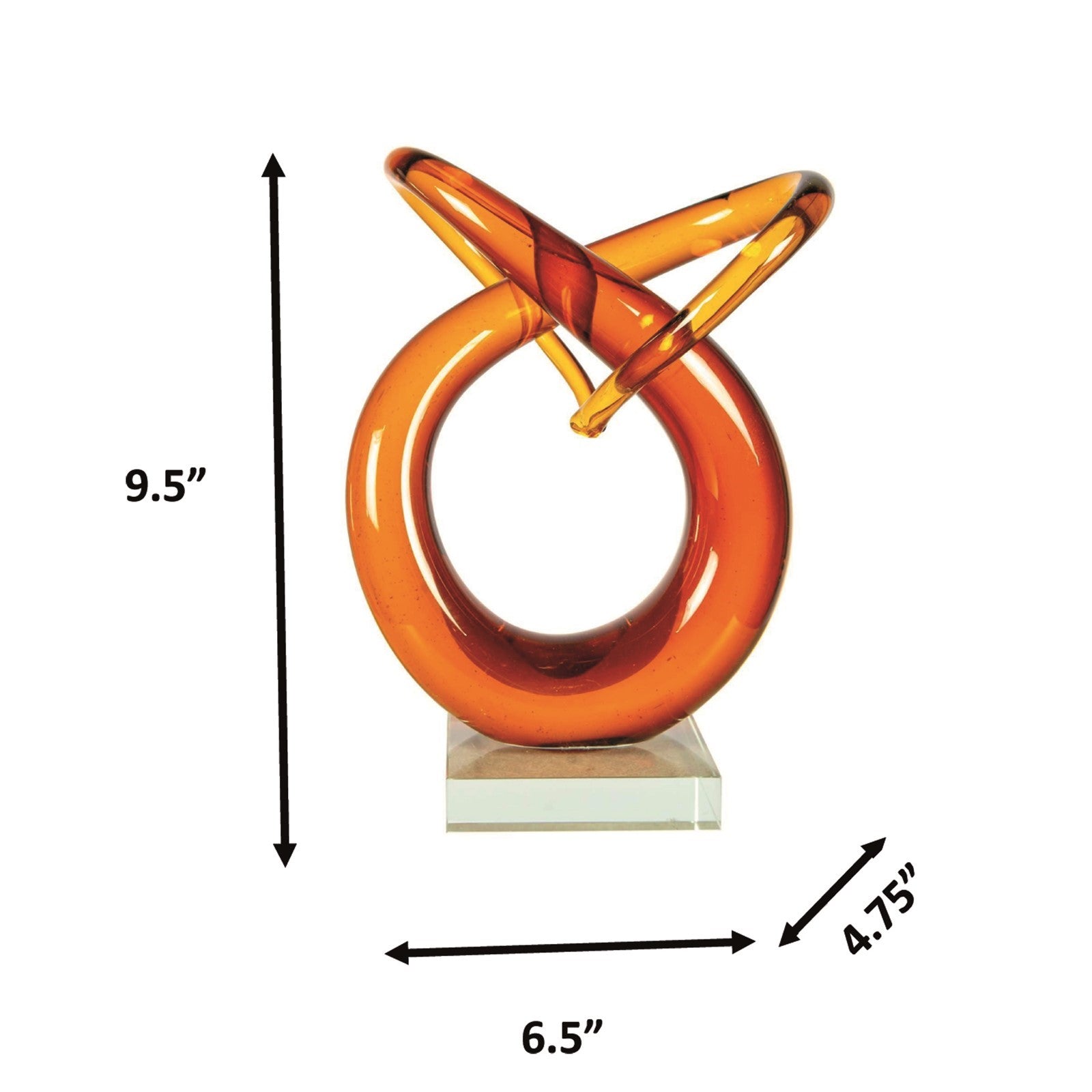 Dale Tiffany Amber Orbit Handcrafted Art Glass Sculpture | Contemporary Amber Tones | Bookshelf & Mantel Display | 4.75 x 6.5 x 9.5 in | Model AS26074