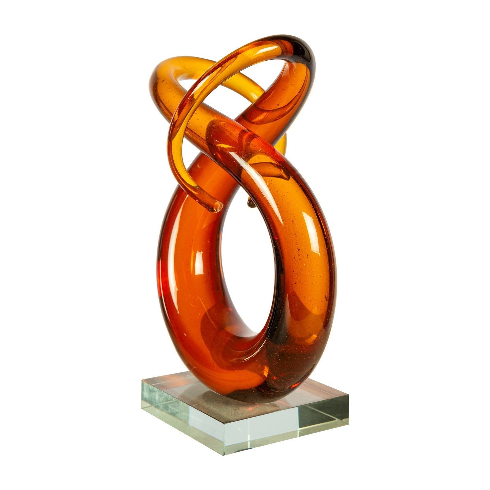 Dale Tiffany Amber Orbit Handcrafted Art Glass Sculpture | Contemporary Amber Tones | Bookshelf & Mantel Display | 4.75 x 6.5 x 9.5 in | Model AS26074