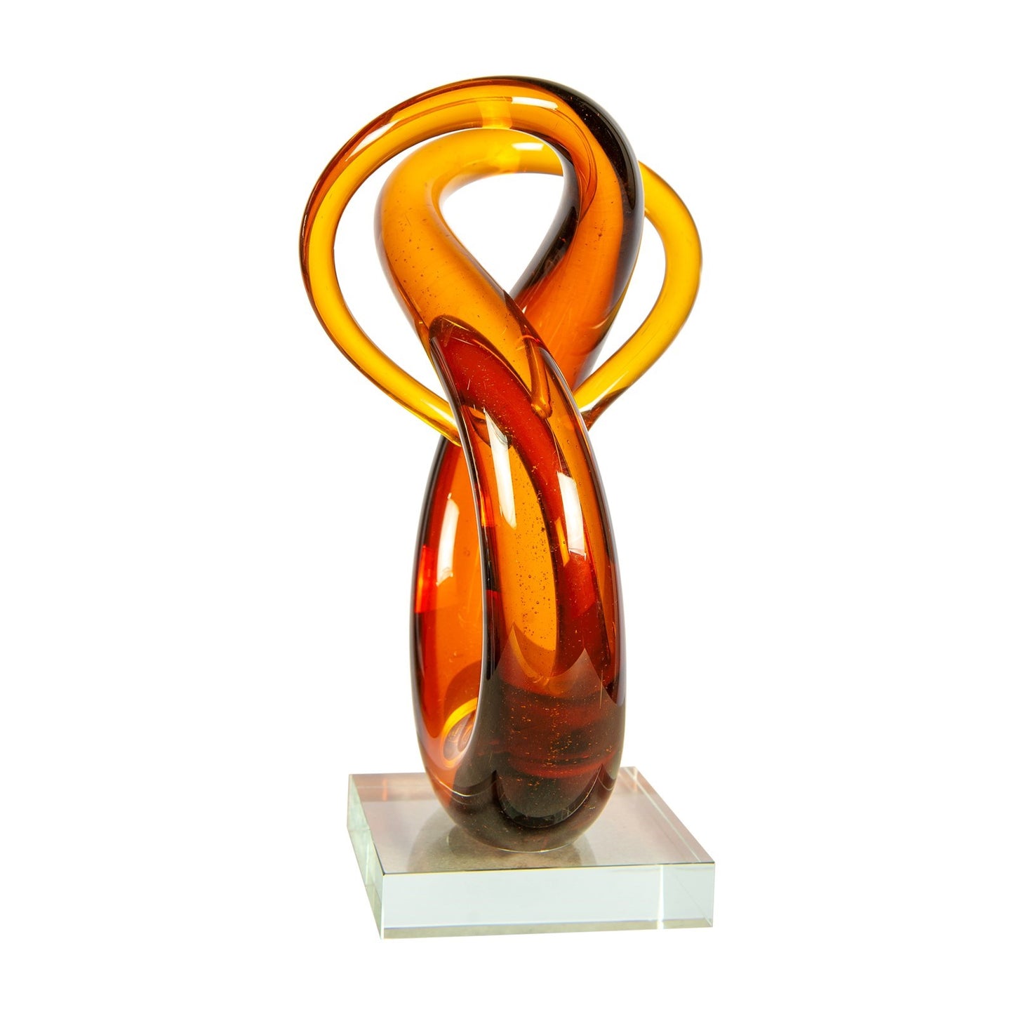 Dale Tiffany Amber Orbit Handcrafted Art Glass Sculpture | Contemporary Amber Tones | Bookshelf & Mantel Display | 4.75 x 6.5 x 9.5 in | Model AS26074