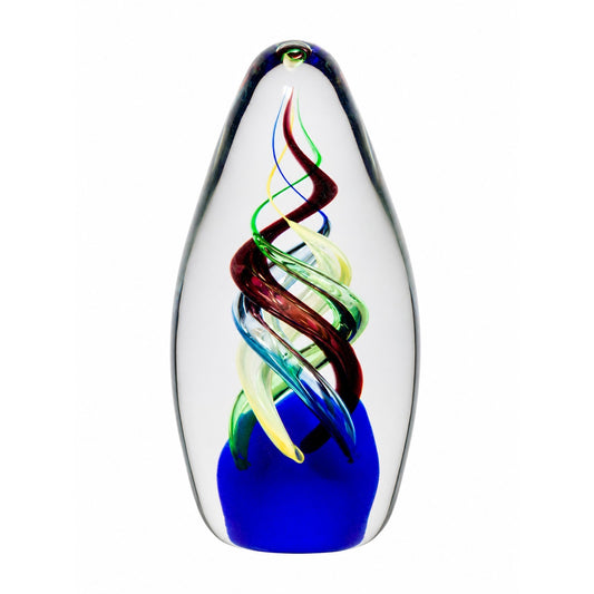Dale Tiffany Celestial Flame Handcrafted Art Glass Sculpture | Swirling Multi-Color Ribbons | Bookshelf & Desk Display | 3.25 x 3.25 x 6 in | Model AS26075