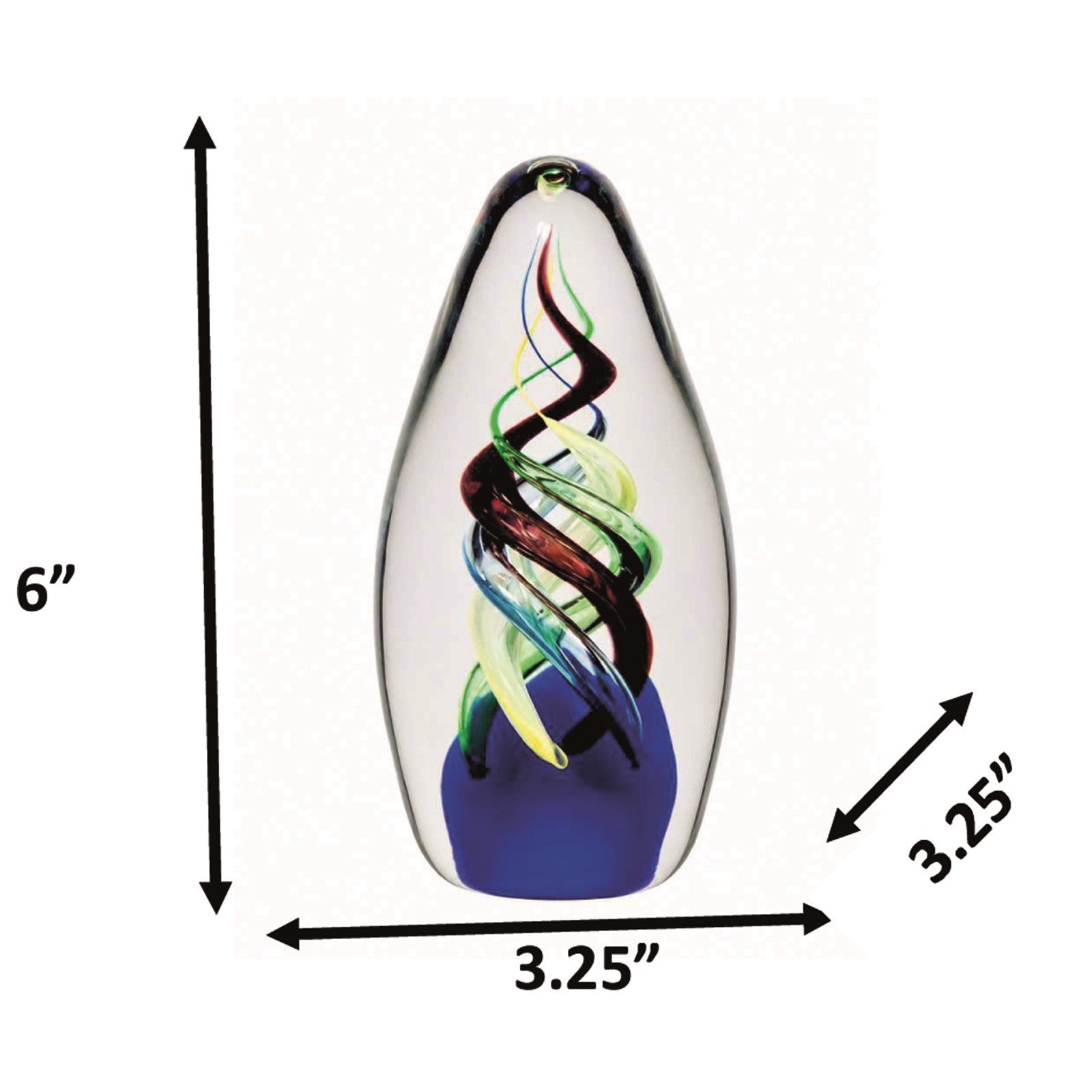 Dale Tiffany Celestial Flame Handcrafted Art Glass Sculpture | Swirling Multi-Color Ribbons | Bookshelf & Desk Display | 3.25 x 3.25 x 6 in | Model AS26075