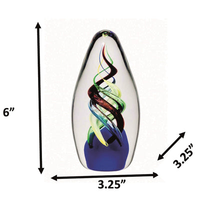 Dale Tiffany Celestial Flame Handcrafted Art Glass Sculpture | Swirling Multi-Color Ribbons | Bookshelf & Desk Display | 3.25 x 3.25 x 6 in | Model AS26075