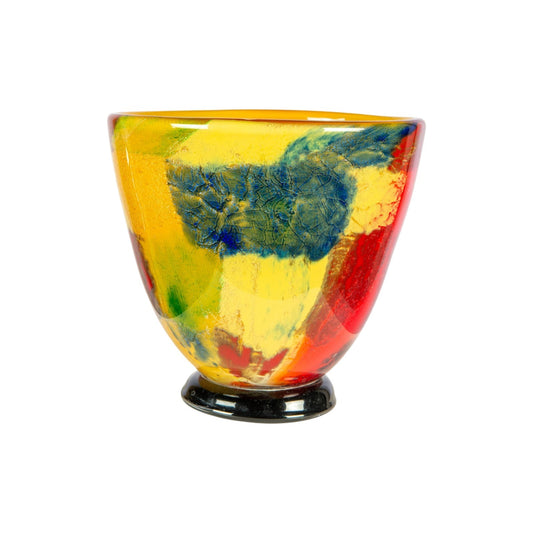 Dale Tiffany Autumn Medley Hand Blown Art Glass Vase | Cobalt Blue and Vibrant Green | Dining Table & Entryway Centerpiece | 11.5 x 11.5in | Model AV26024