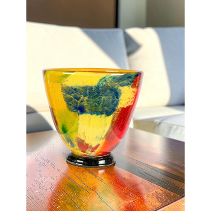 Dale Tiffany Autumn Medley Hand Blown Art Glass Vase | Cobalt Blue and Vibrant Green | Dining Table & Entryway Centerpiece | 11.5 x 11.5in | Model AV26024