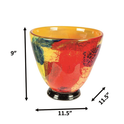 Dale Tiffany Autumn Medley Hand Blown Art Glass Vase | Cobalt Blue and Vibrant Green | Dining Table & Entryway Centerpiece | 11.5 x 11.5in | Model AV26024