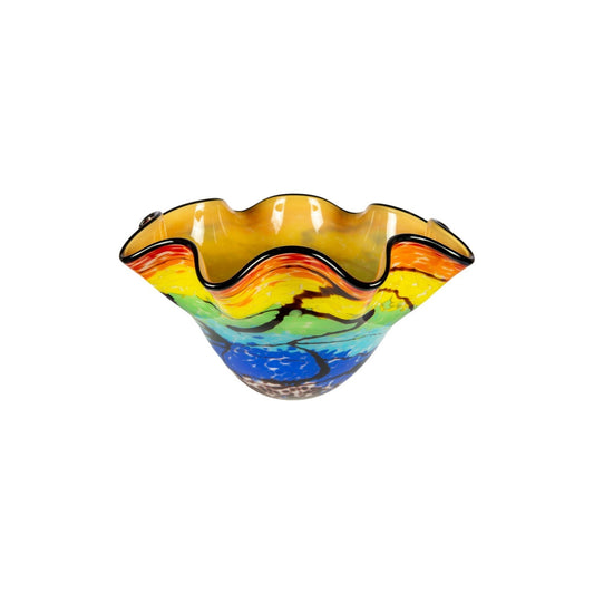 Dale Tiffany Rainbow Reef Hand Blown Art Glass Vase | Vivid Ocean-Inspired Multi-Color | Dining Table & Entryway Centerpiece | 15.25in | Model AV26030