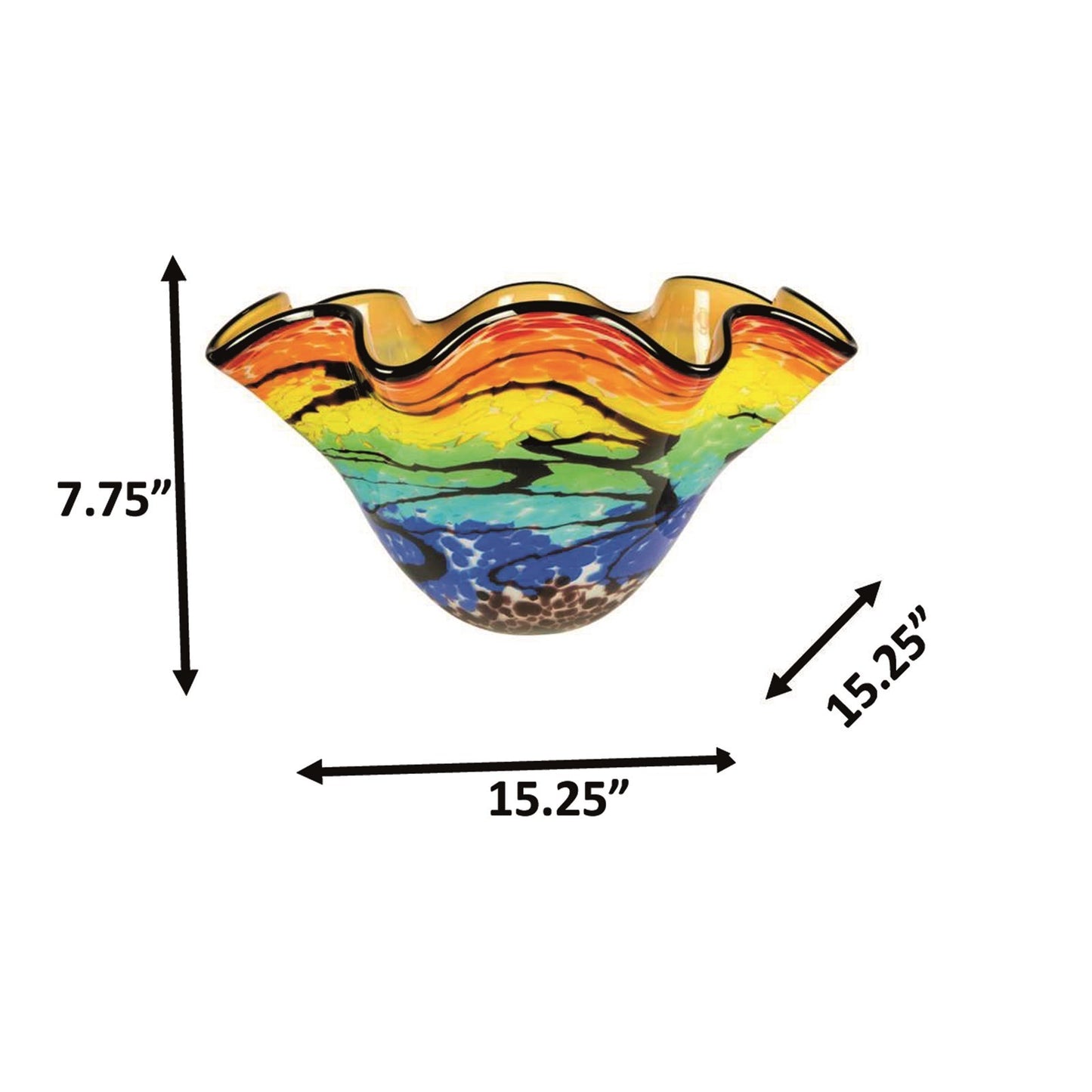 Dale Tiffany Rainbow Reef Hand Blown Art Glass Vase | Vivid Ocean-Inspired Multi-Color | Dining Table & Entryway Centerpiece | 15.25in | Model AV26030